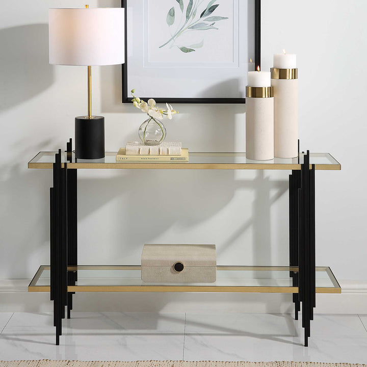 American Home Furniture Uttermost Empire Cityscape Console Table