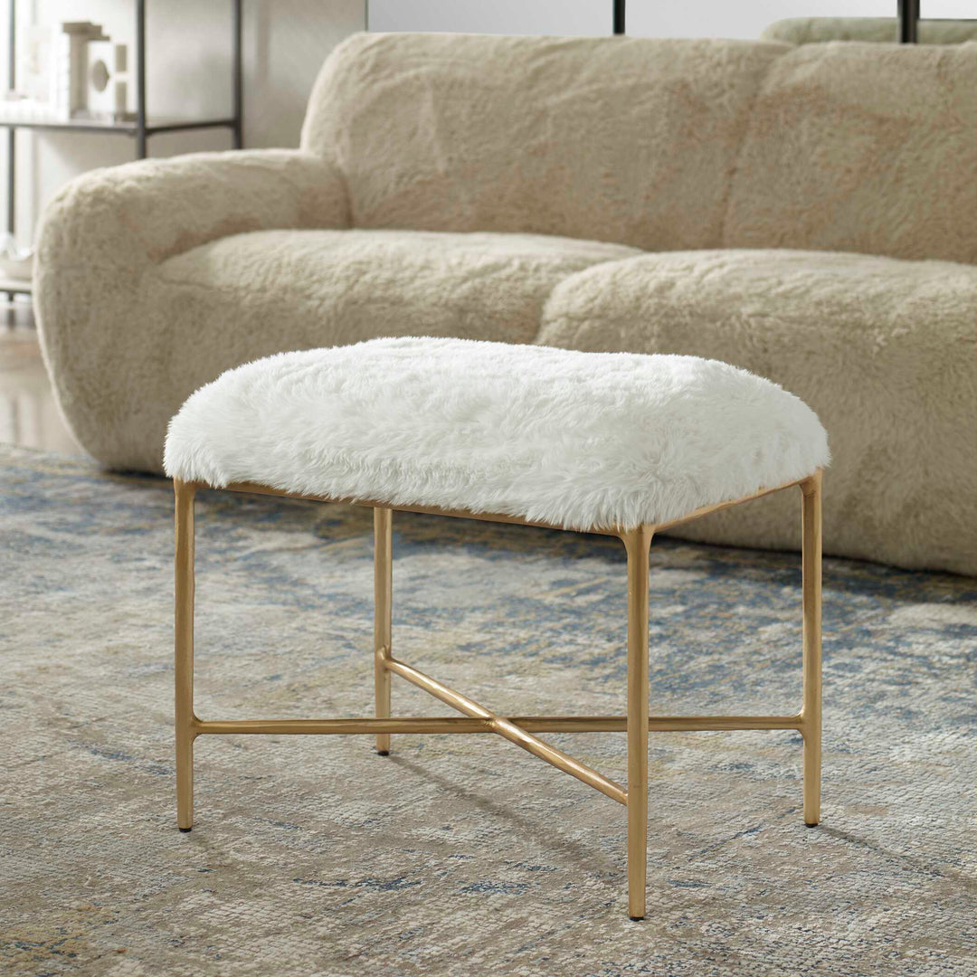 American Home Furniture Uttermost Charmed Sheepskin Small Bench