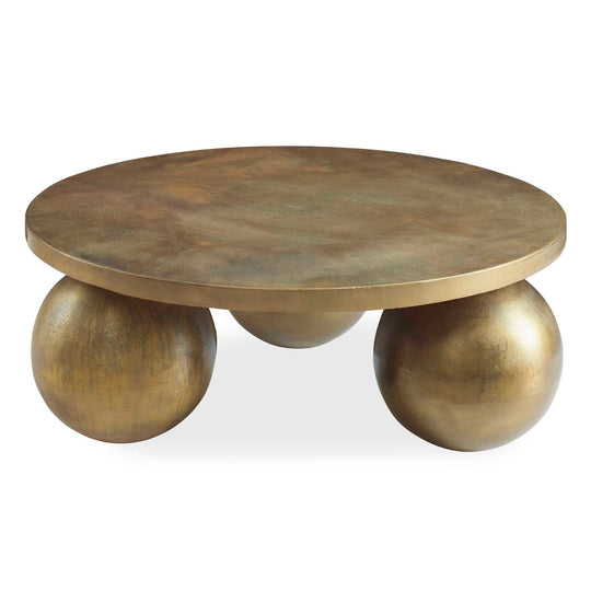 American Home Furniture Uttermost Triplet Antique Brass Coffee Table