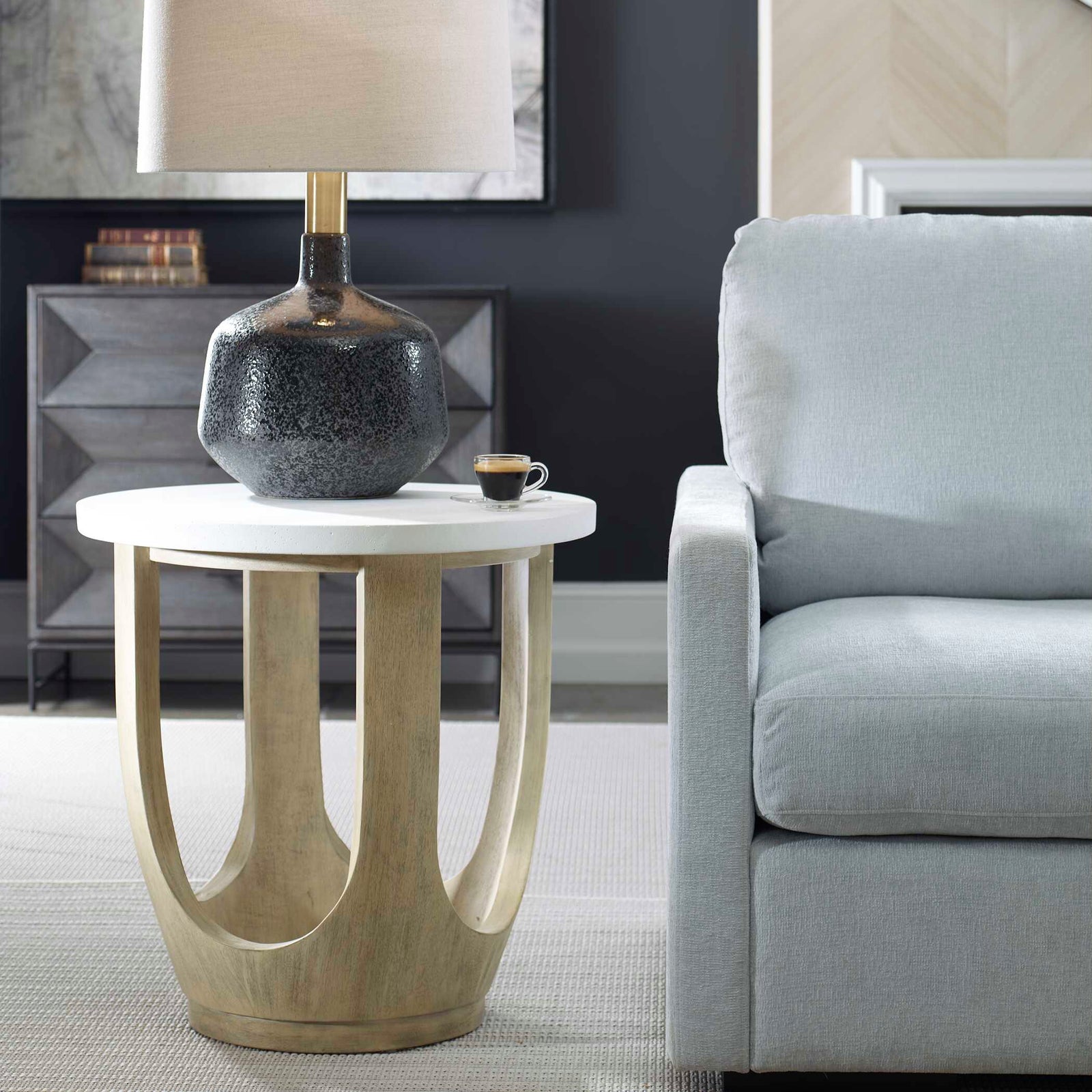 American Home Furniture Uttermost Tatli Stone Top Side Table