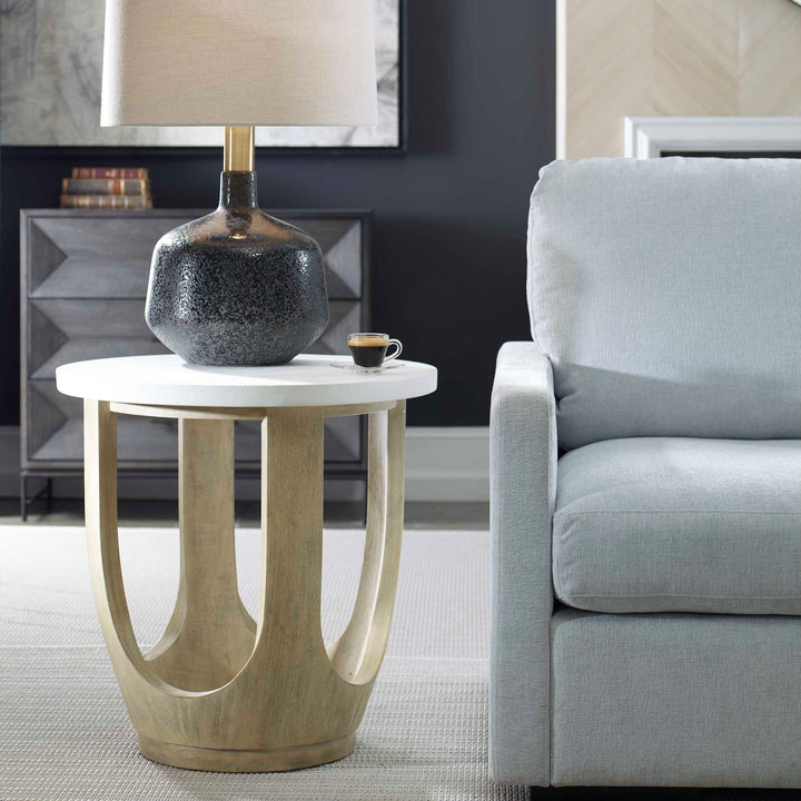 American Home Furniture Uttermost Tatli Stone Top Side Table