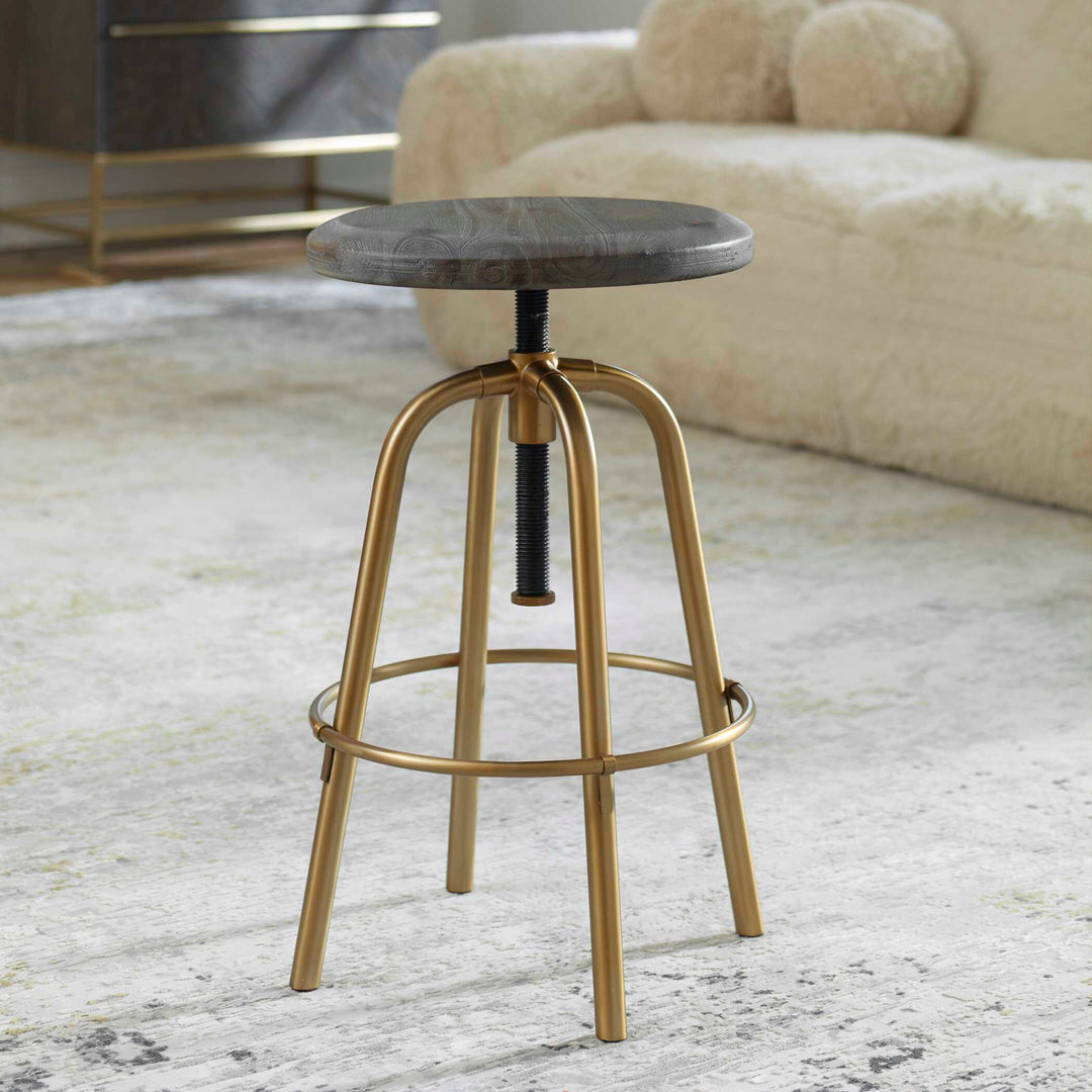 American Home Furniture Uttermost Revolve Brass Counter Stool