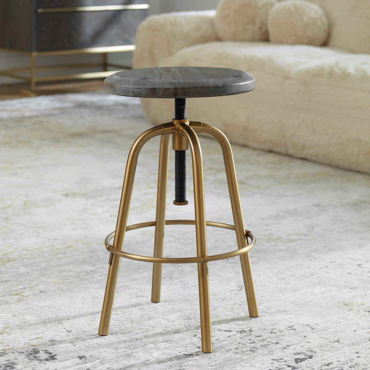 American Home Furniture Uttermost Revolve Brass Counter Stool