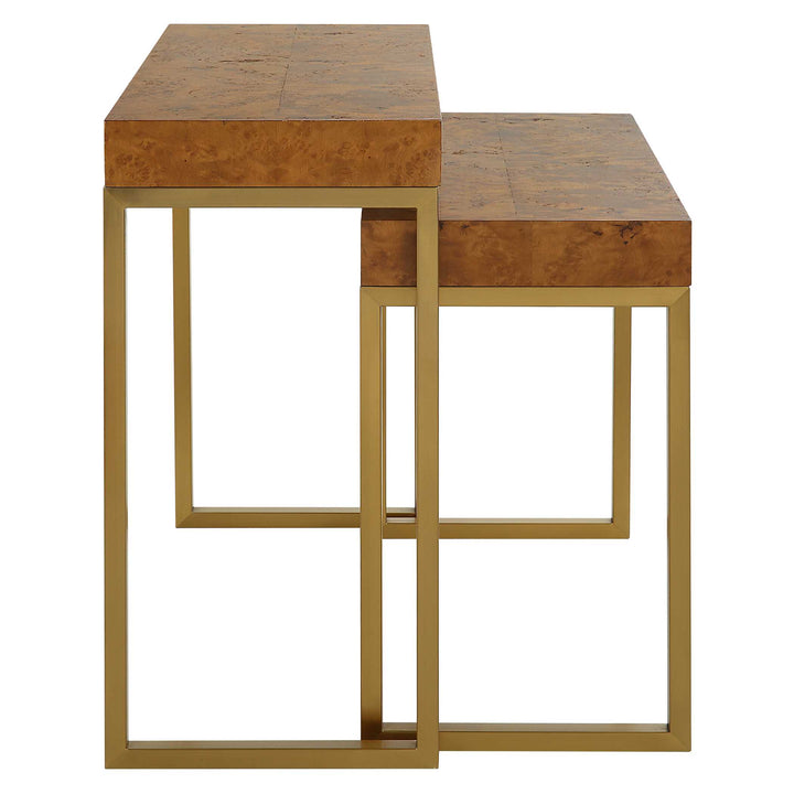 American Home Furniture Uttermost Burl-esque Wooden Nesting Tables Set of 2