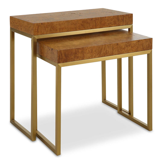 American Home Furniture Uttermost Burl-esque Wooden Nesting Tables Set of 2