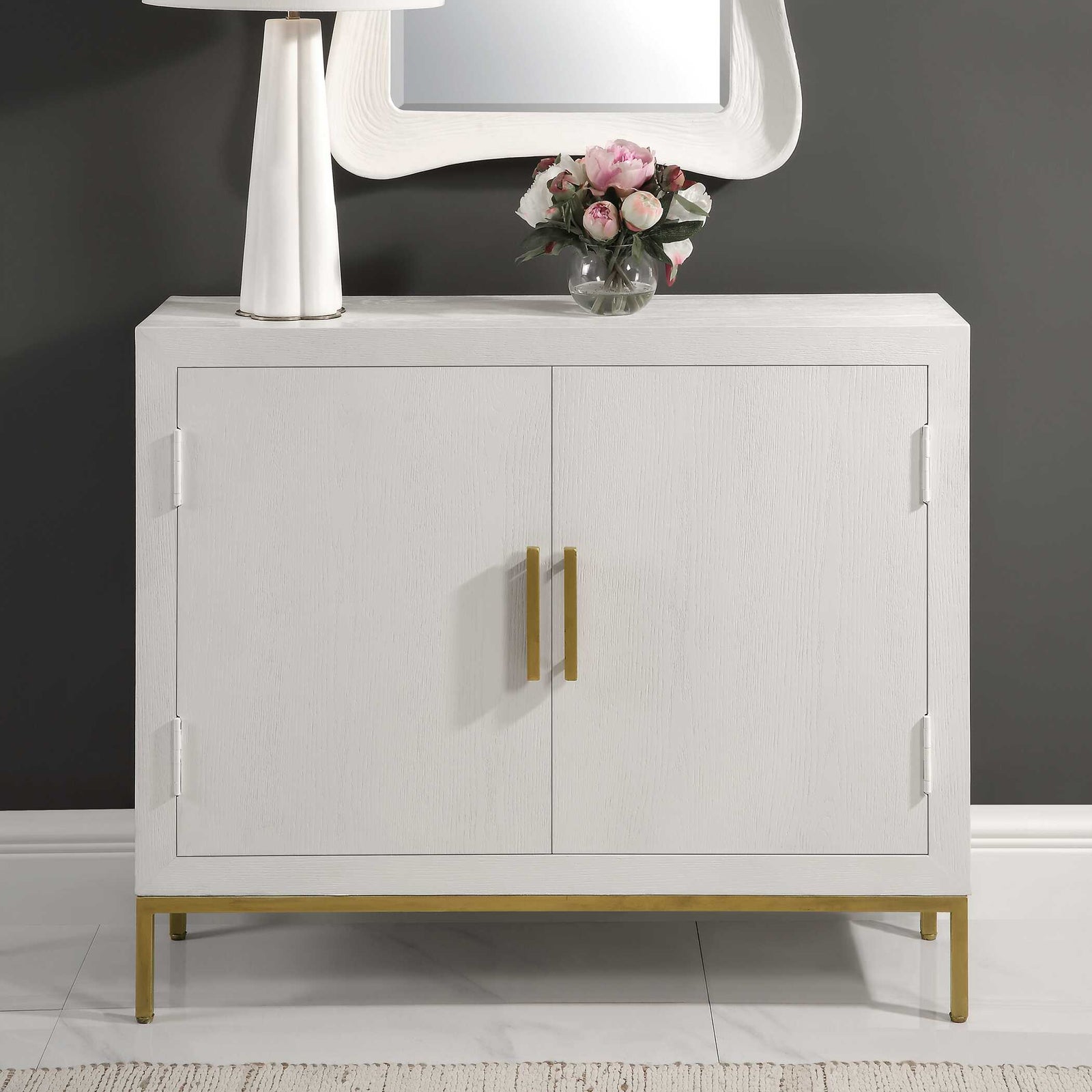 American Home Furniture Uttermost Front Range White 2 Door Cabinet
