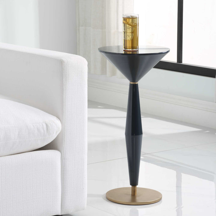 American Home Furniture Uttermost Luster Navy Blue Accent Table