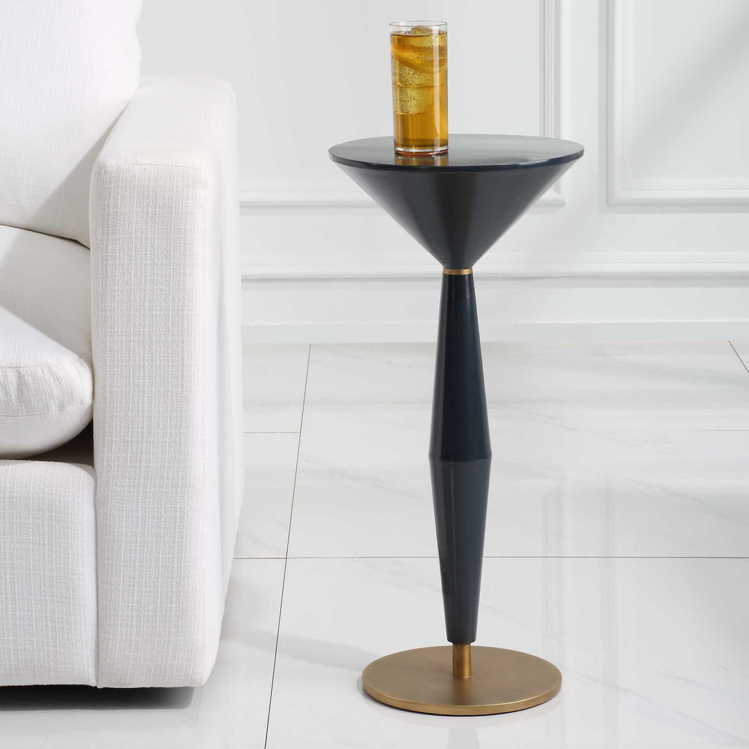 American Home Furniture Uttermost Luster Navy Blue Accent Table