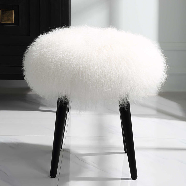 American Home Furniture Uttermost Wooly Sheepskin Accent Stool
