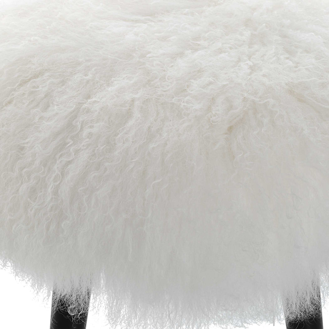 American Home Furniture Uttermost Wooly Sheepskin Accent Stool