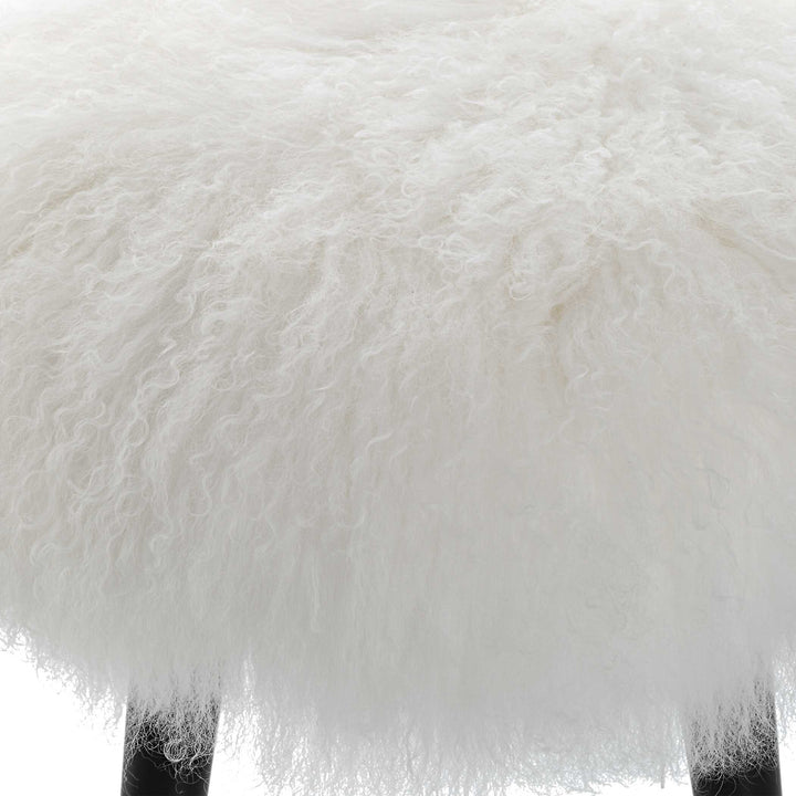 American Home Furniture Uttermost Wooly Sheepskin Accent Stool