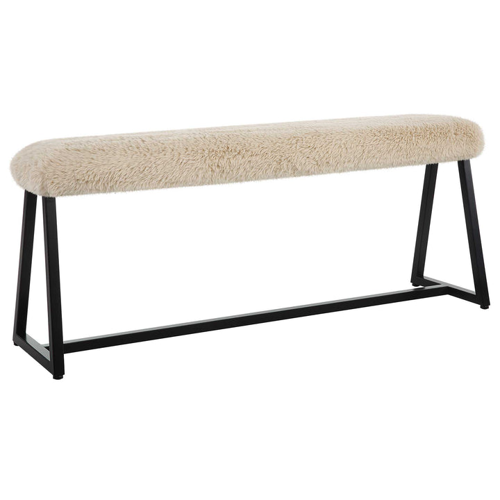 American Home Furniture Uttermost Taupo Sheepskin Bench