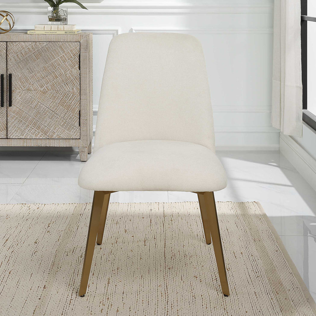 American Home Furniture Uttermost Vantage Off White Fabric Dining Chair Set of 2