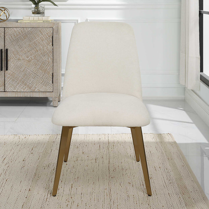 American Home Furniture Uttermost Vantage Off White Fabric Dining Chair Set of 2