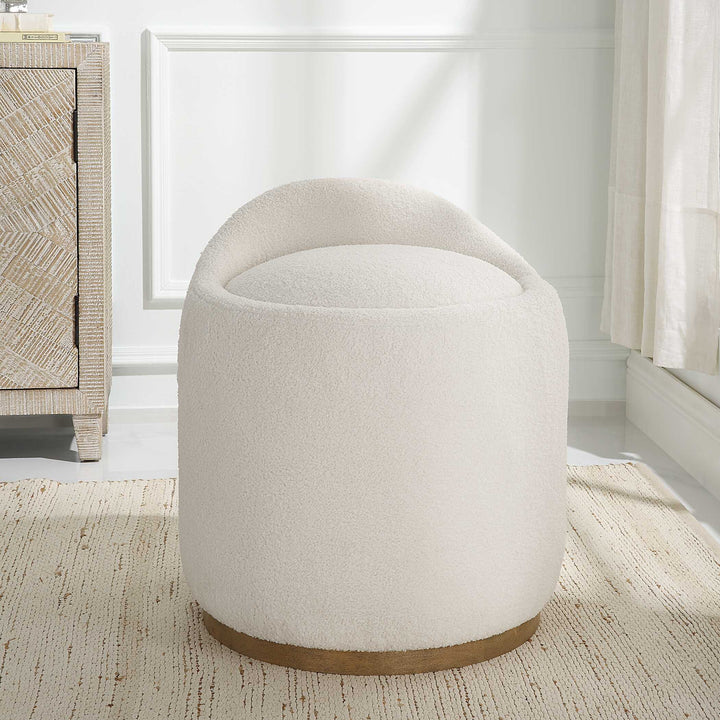 American Home Furniture Uttermost Swirl Swivel Sheepskin Ottoman