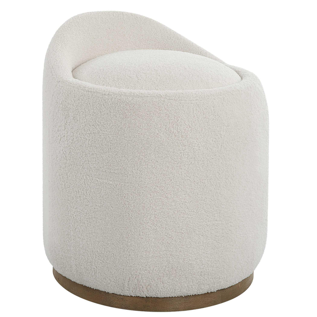 Swirl Swivel Sheepskin Ottoman - AmericanHomeFurniture