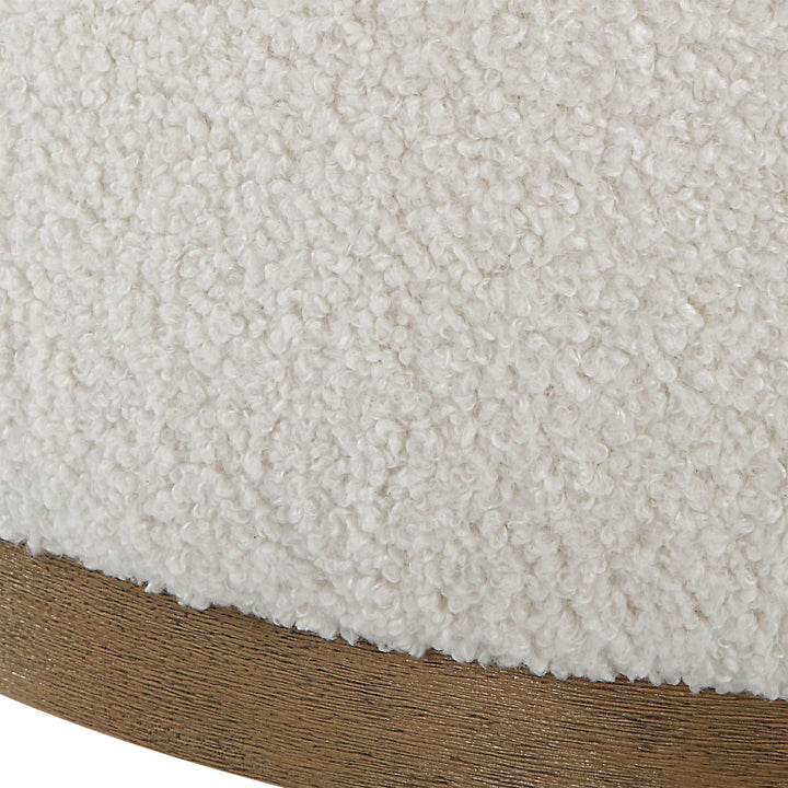 American Home Furniture Uttermost Swirl Swivel Sheepskin Ottoman