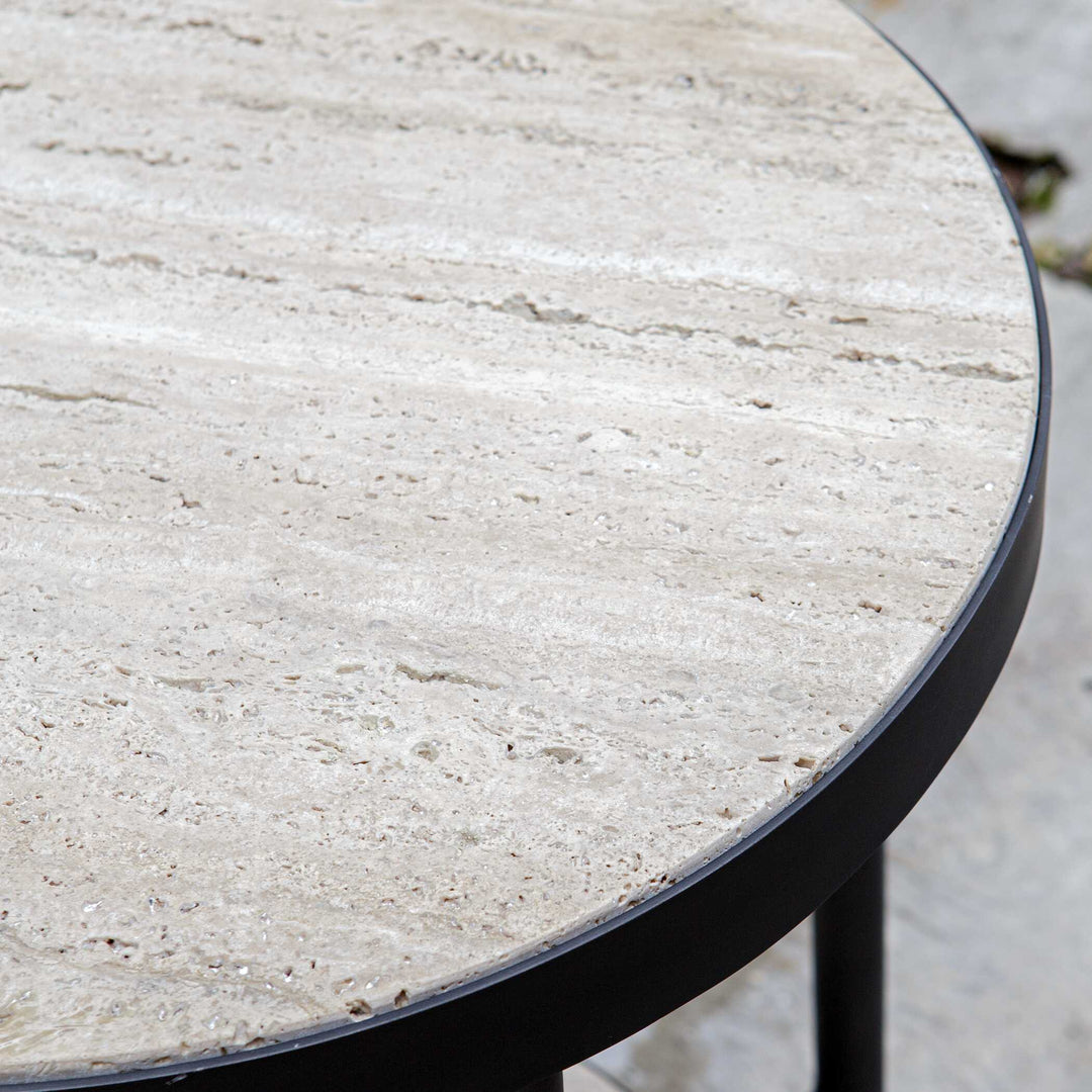 American Home Furniture Uttermost Dauntless Travertine Side Table