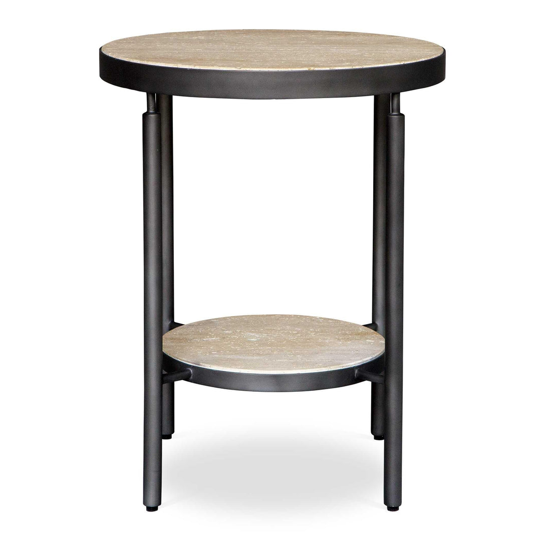 Dauntless Travertine Side Table - AmericanHomeFurniture