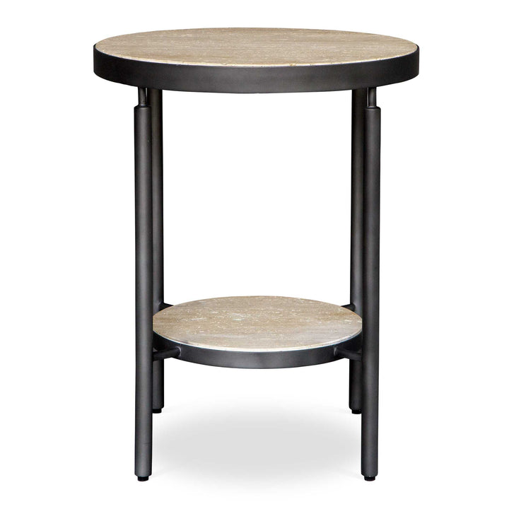 American Home Furniture Uttermost Dauntless Travertine Side Table