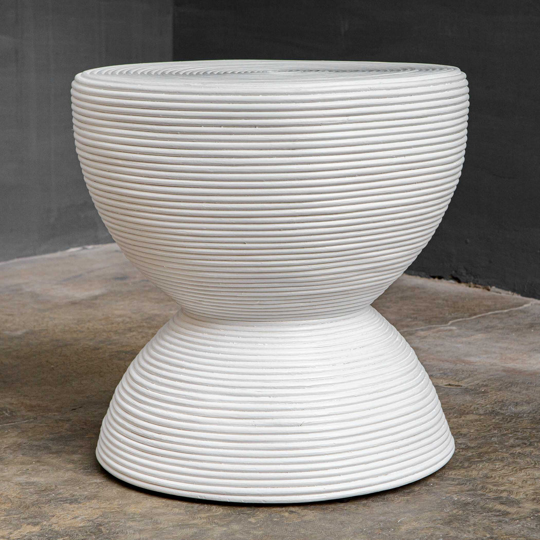 American Home Furniture Uttermost Bongo White Rattan Side Table