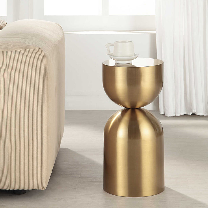 American Home Furniture Uttermost Golden Vessel Modern Accent Table