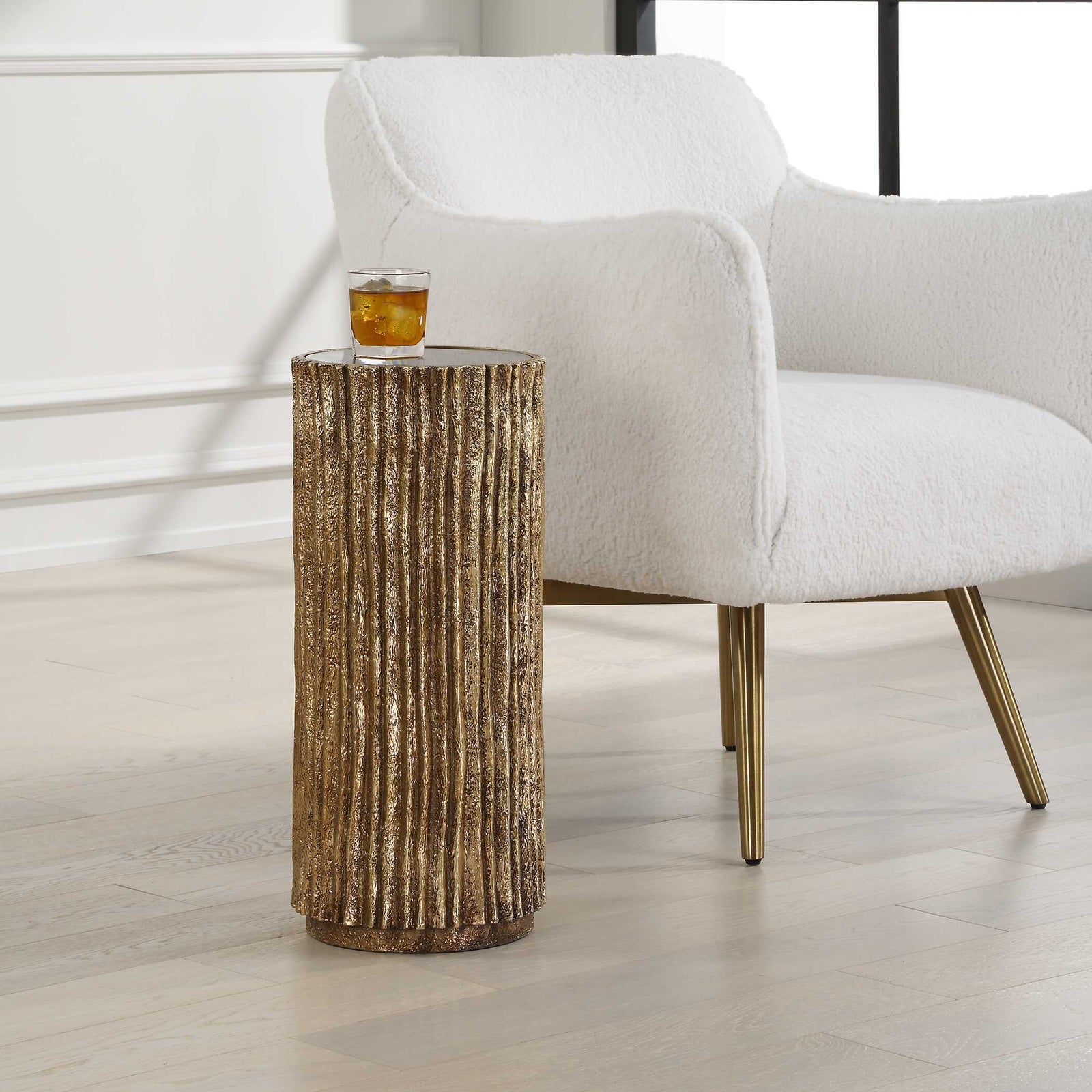 American Home Furniture Uttermost Echo Brass Drink Table