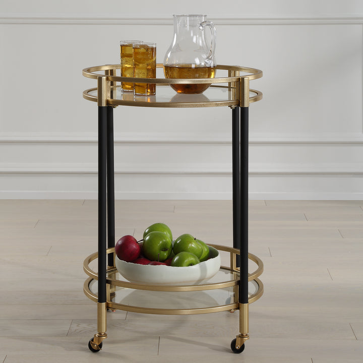 American Home Furniture | Uttermost - Dolly Round Bar Cart