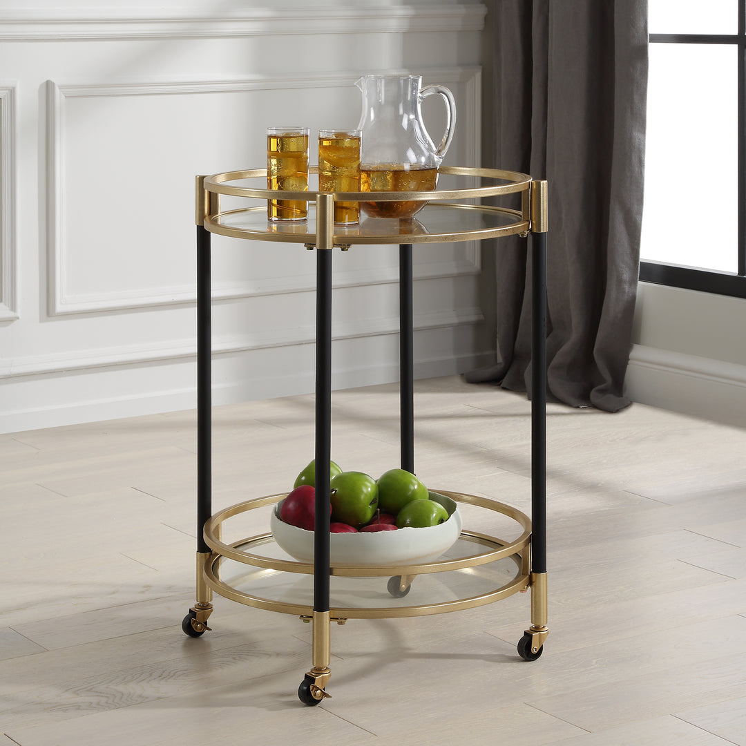 American Home Furniture | Uttermost - Dolly Round Bar Cart