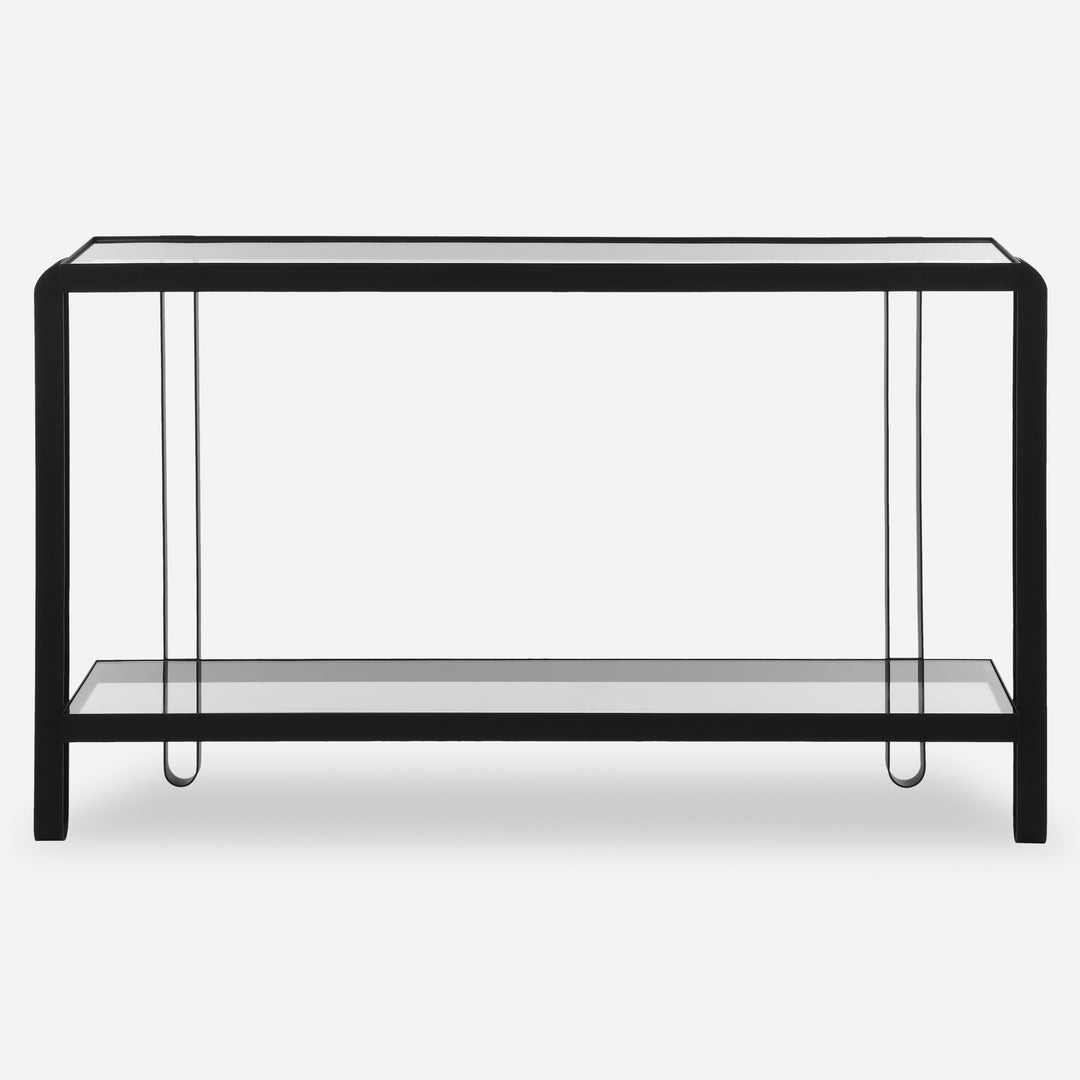 American Home Furniture | Uttermost - Shadow Black Iron Console Table