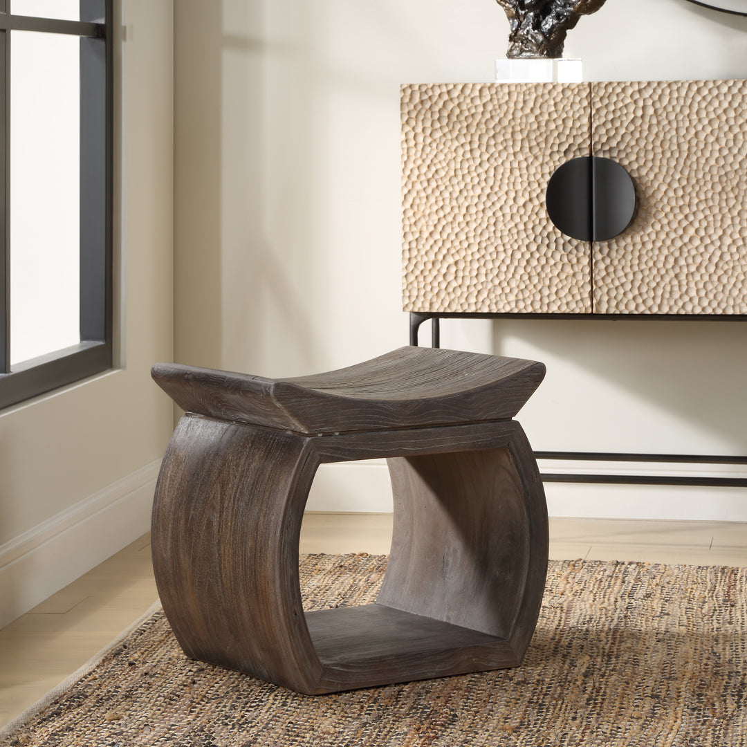 American Home Furniture | Uttermost - Connor Walnut Accent Stool