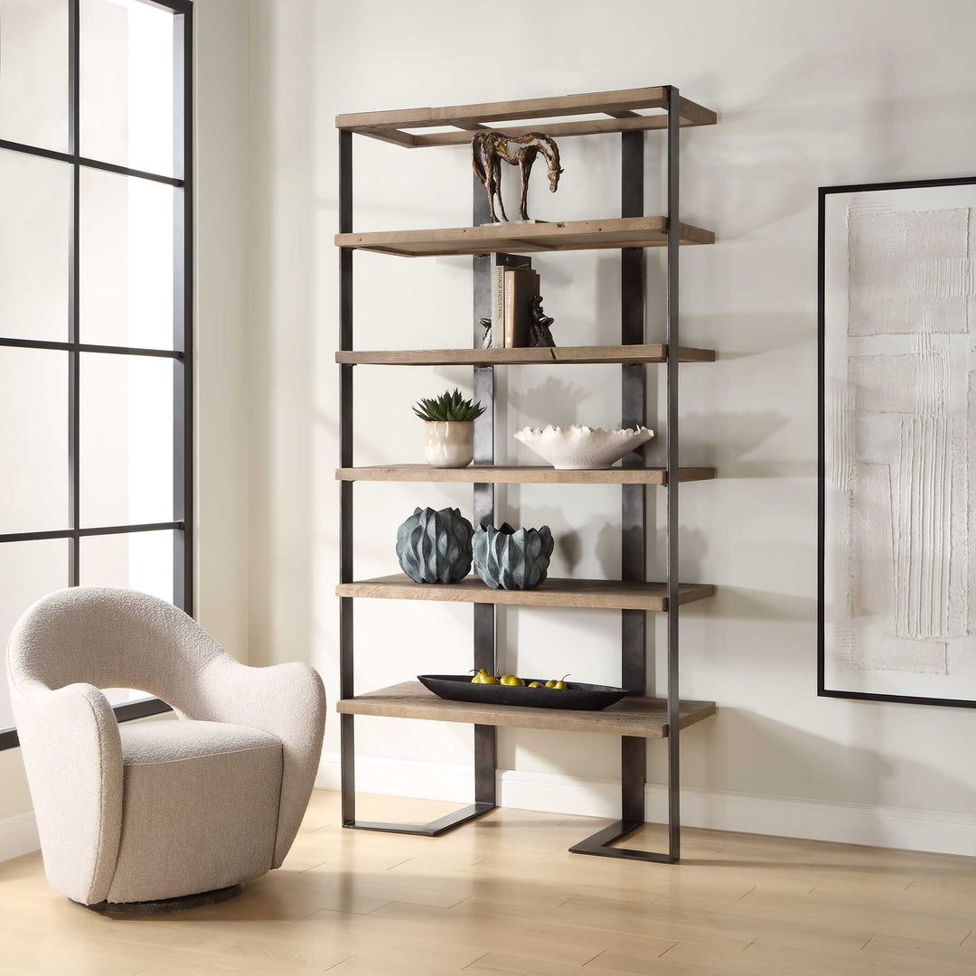 American Home Furniture Uttermost Felix Reclaimed Oak Etagere