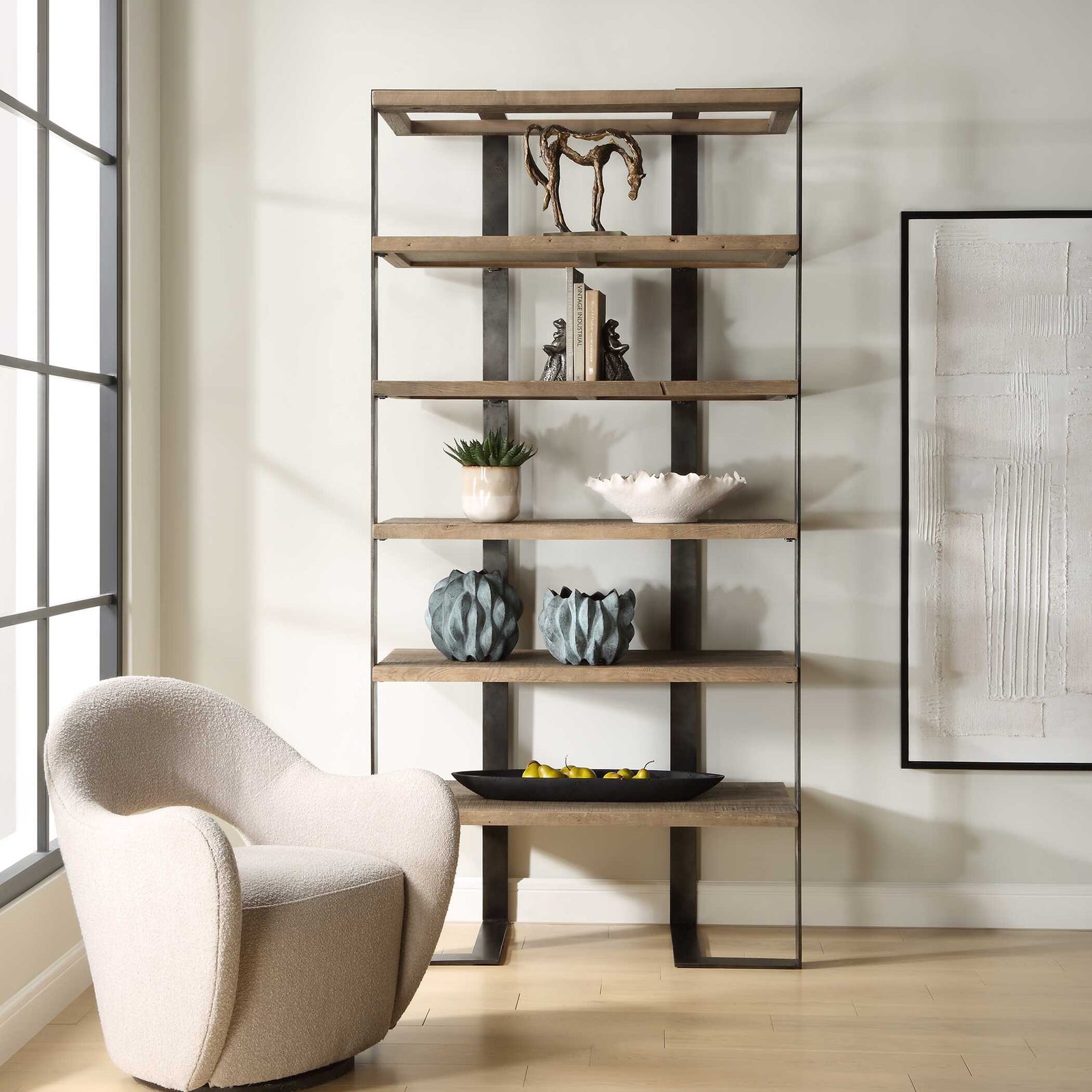 American Home Furniture Uttermost Felix Reclaimed Oak Etagere