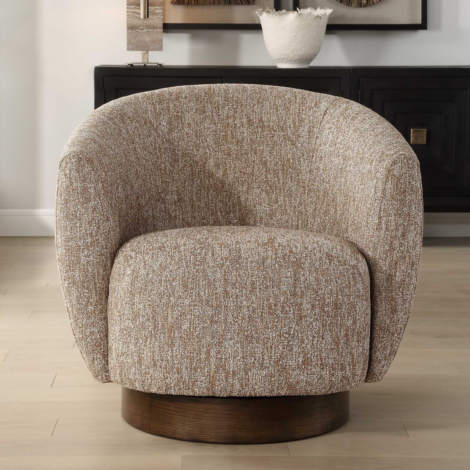 American Home Furniture Uttermost Dunes Fabric Swivel Chair