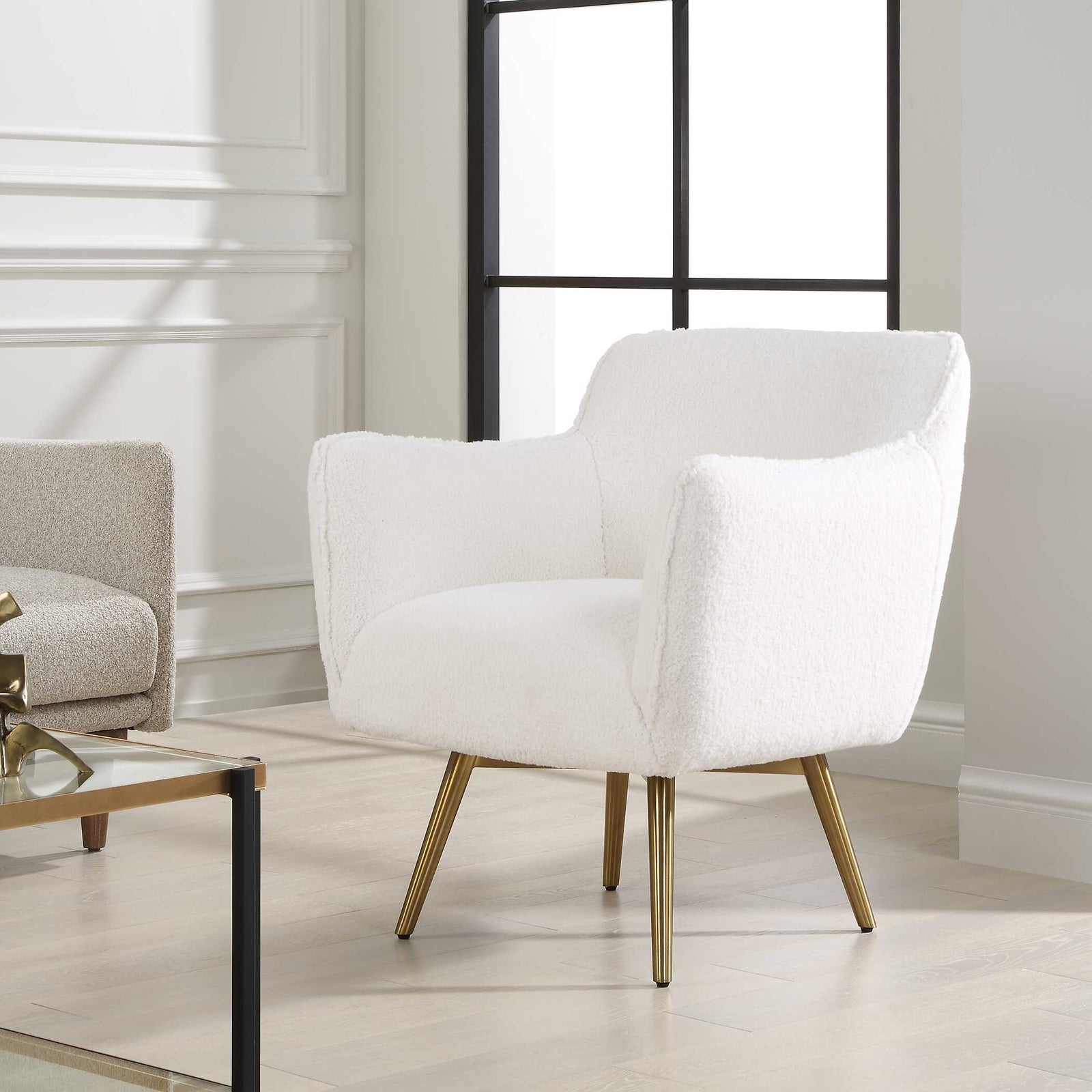 American Home Furniture Uttermost Oasis White Swivel Chair