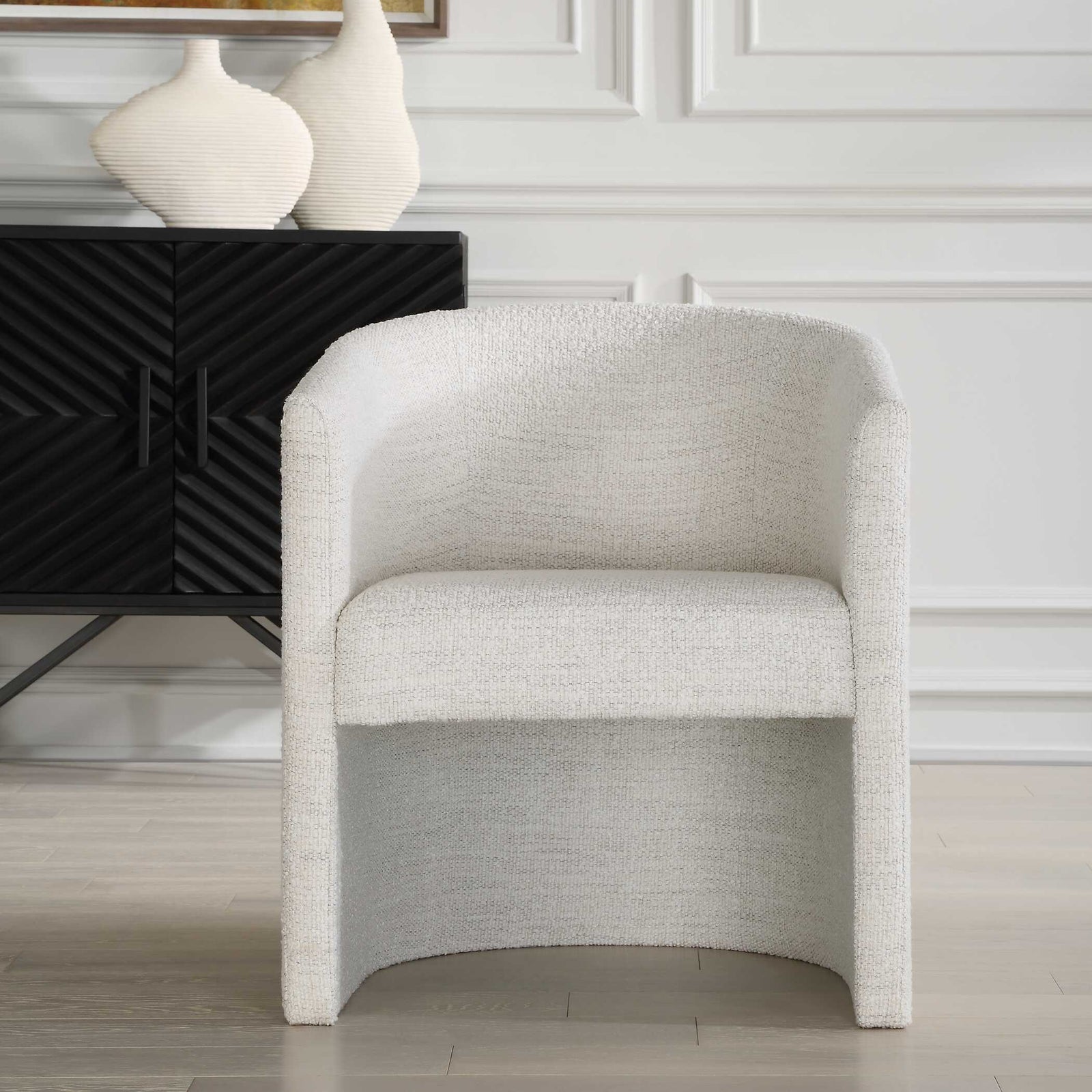 American Home Furniture Uttermost Encompass White Fabric Dining Chair Set of 2