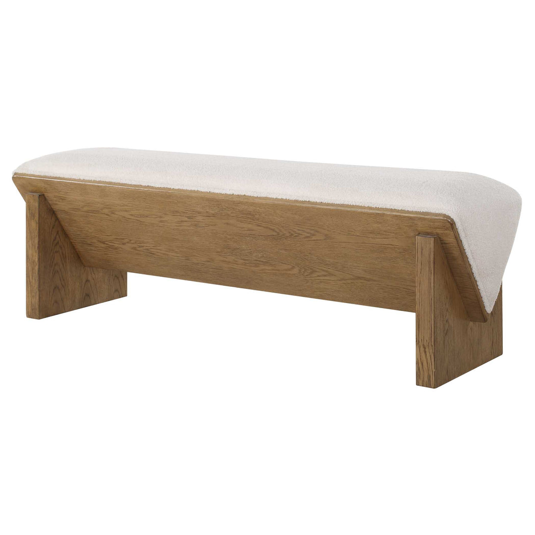 American Home Furniture Uttermost Wedged Ivory Fabric Bench