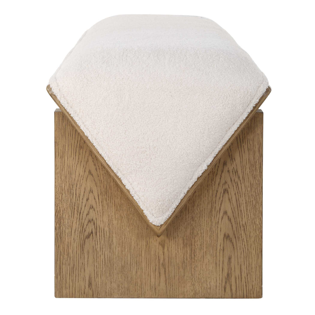 American Home Furniture Uttermost Wedged Ivory Fabric Bench