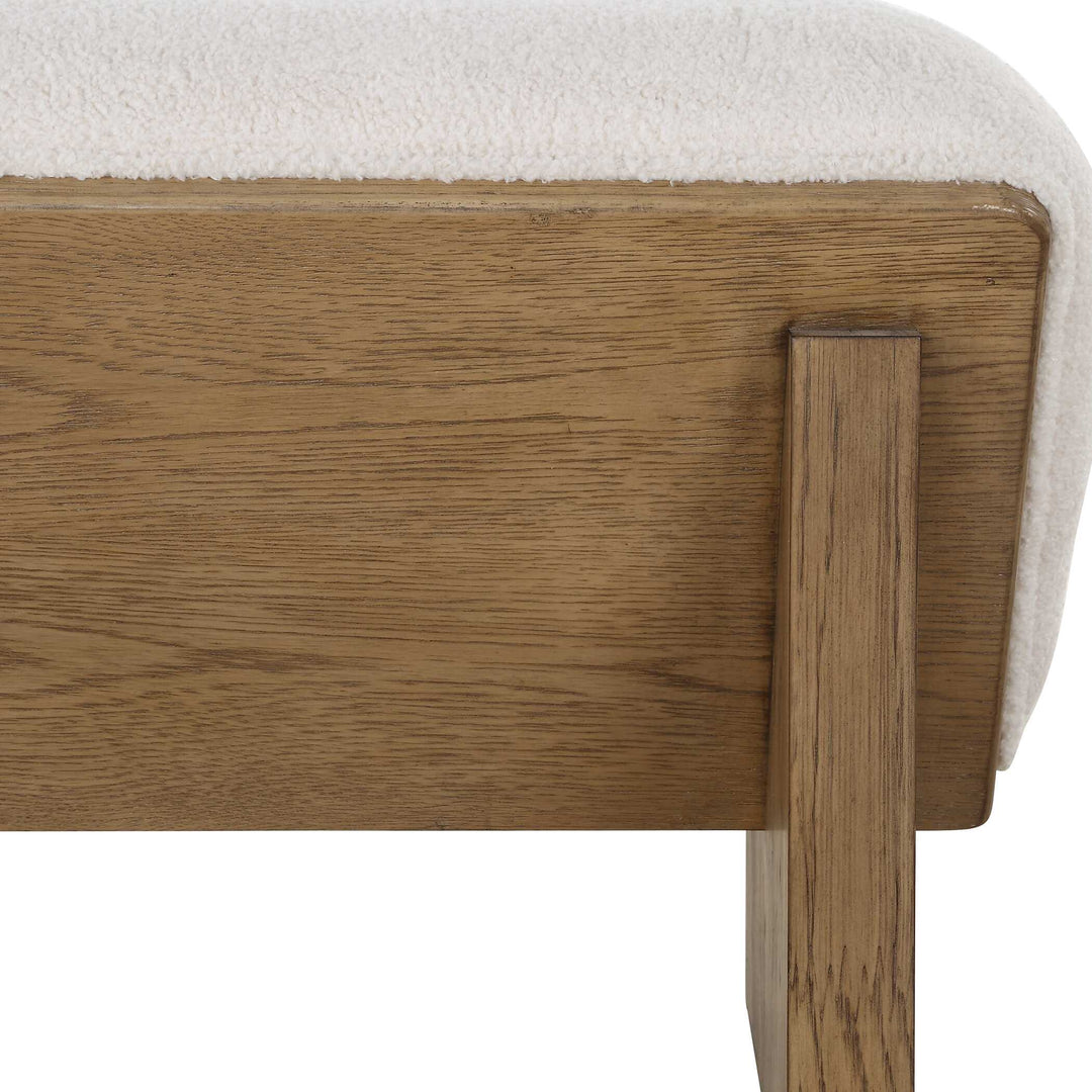 American Home Furniture Uttermost Wedged Ivory Fabric Bench