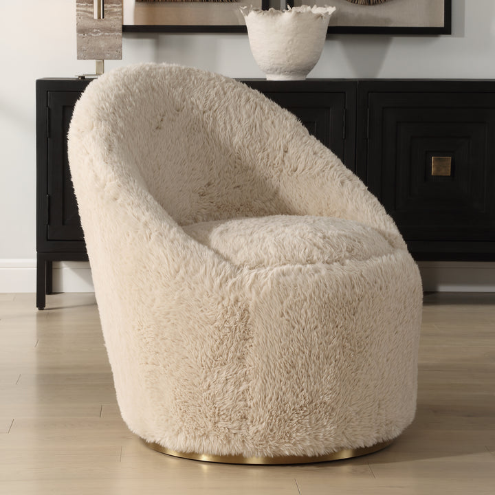 American Home Furniture | Uttermost - Crue Sheepskin Swivel Chair