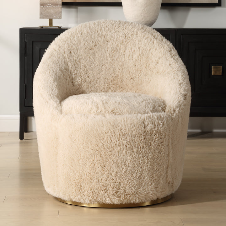 American Home Furniture | Uttermost - Crue Sheepskin Swivel Chair