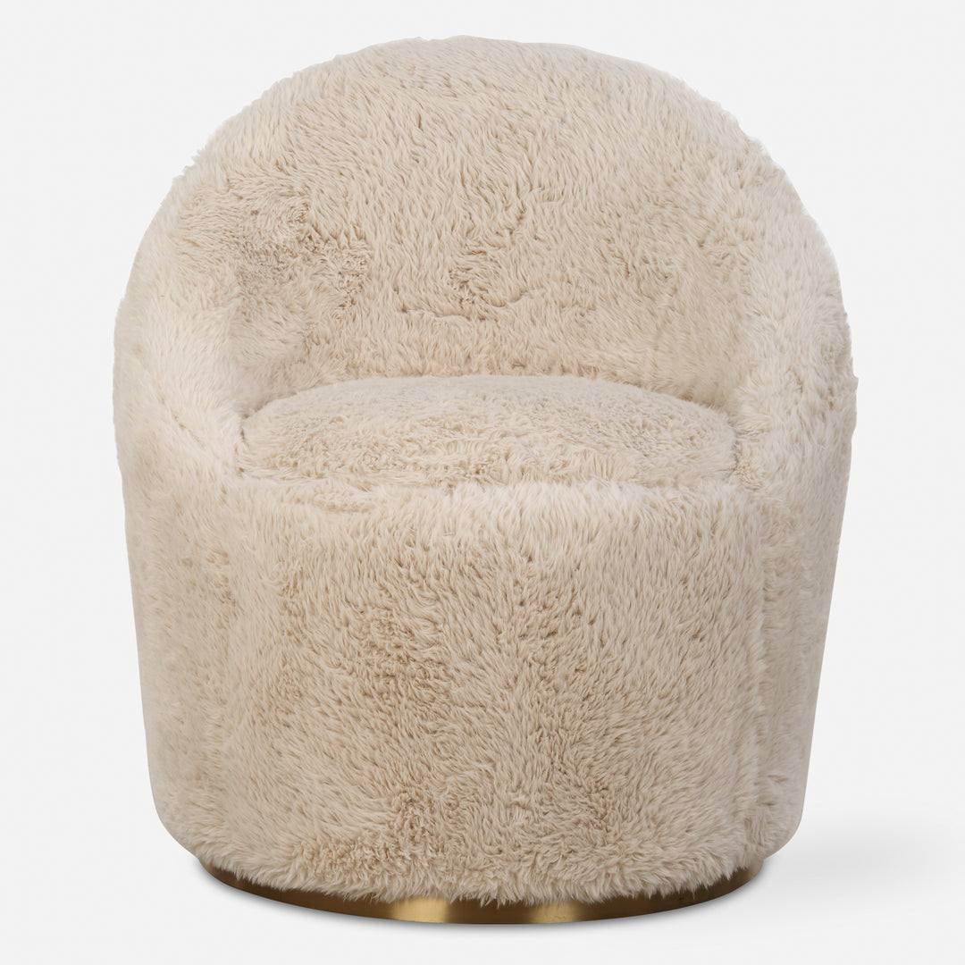 American Home Furniture | Uttermost - Crue Sheepskin Swivel Chair