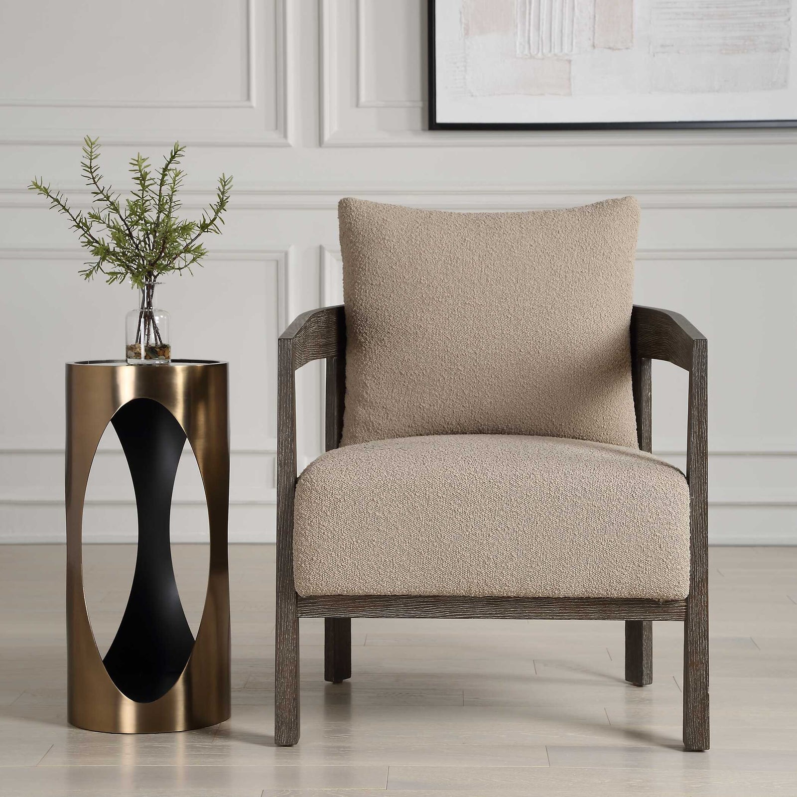 American Home Furniture Uttermost Sienna Sand Fabric Accent Chair