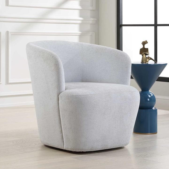 American Home Furniture Uttermost Mist Barrel Swivel Chair