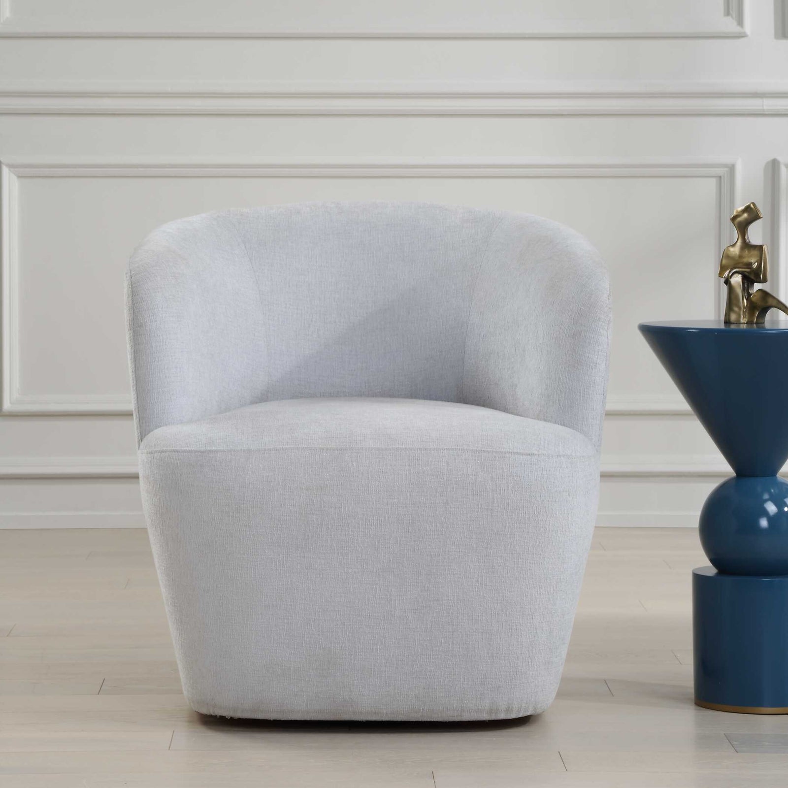 American Home Furniture Uttermost Mist Barrel Swivel Chair