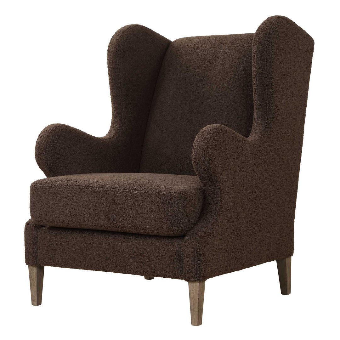 American Home Furniture Uttermost Serpentine Brown Fabric Accent Chair