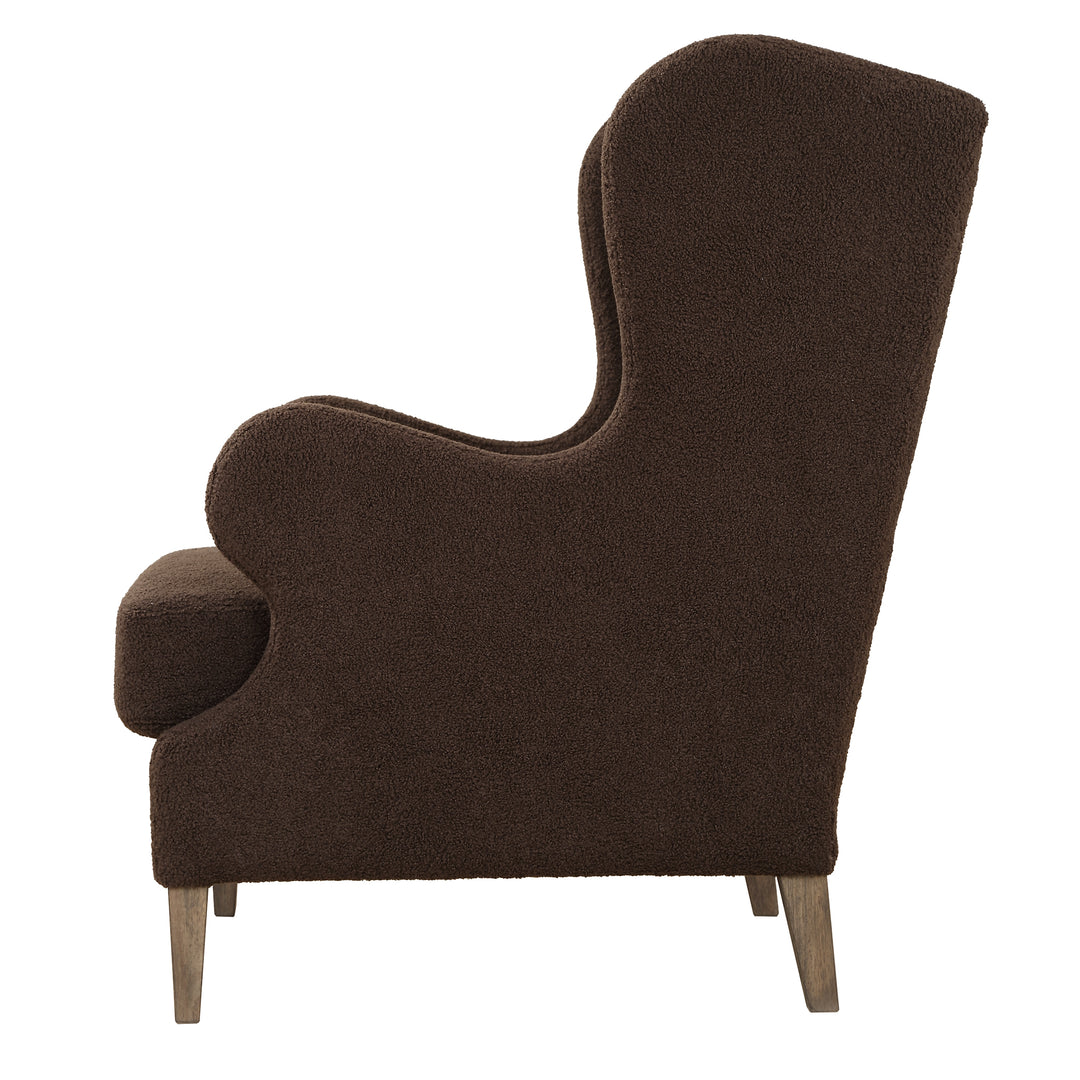 American Home Furniture | Uttermost - Serpentine Brown Fabric Accent Chair