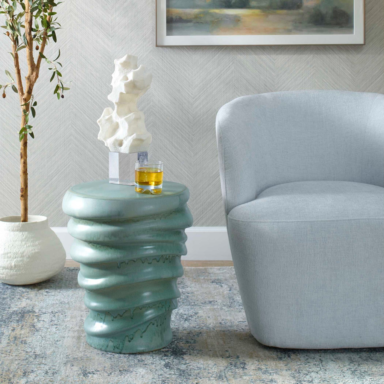 American Home Furniture Uttermost Skye Modern Garden Stool