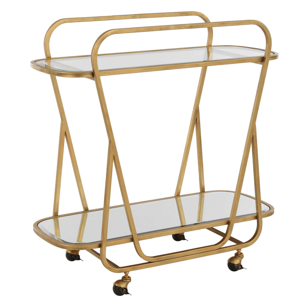 American Home Furniture Uttermost Swain Brass Serving Cart