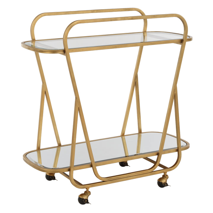 American Home Furniture | Uttermost - Swain Brass Serving Cart